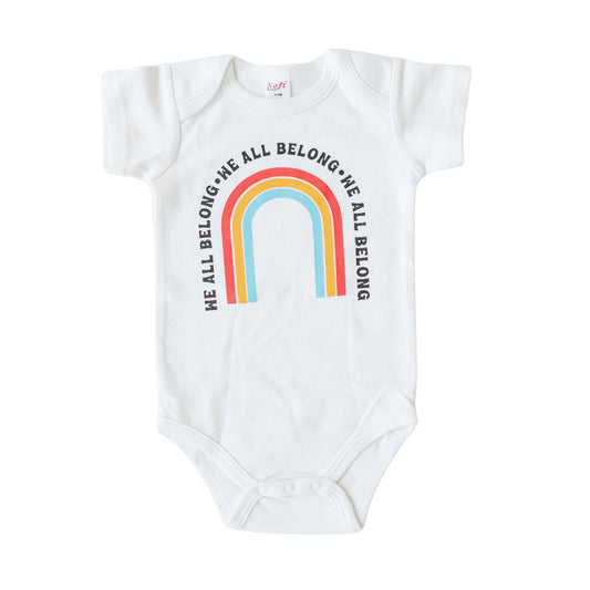 We all Belong Baby Onesie