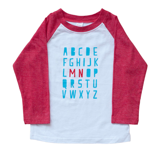 Minnesota Alphabet Raglan Tee - Sweetpea and Co.